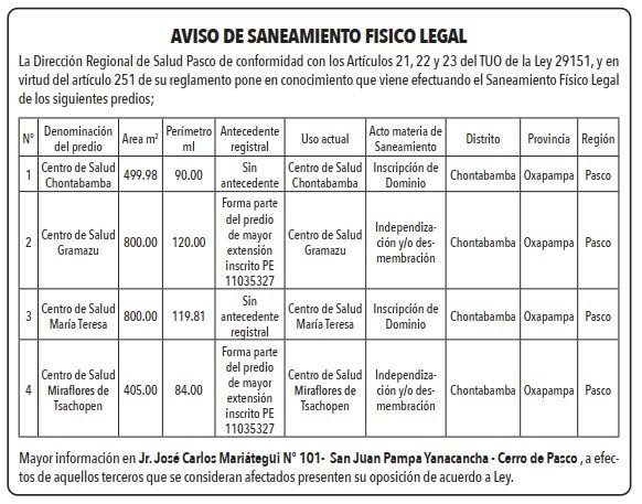 AVISO DE SANEAMIENTO FÍSICO LEGAL